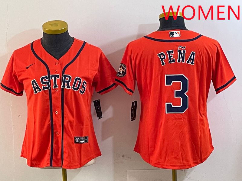 Women Houston Astros 3 Pena Orange Game 2025 Nike MLB Jersey style 6